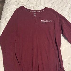 Maroon Long Sleeve Henley Shirt